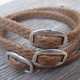 Tan Rope Triple Wrap Men's Bracelet with Three Oxidized Silver-Plated Buckle Elements