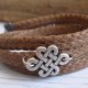 Tan Rope Triple Wrap Men's Bracelet with Oxidized Silver-Plated Quadruple Infinity Element