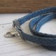 Blue Rope Triple Wrap Men's Bracelet with Oxidized Silver-Plated Quadruple Infinity Element