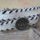 White with Navy Stitching Triple Wrap Men's Bracelet with Oxidized Silver-Plated Coin