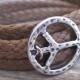 Tan Rope Triple Wrap Men's Bracelet with Oxidized Silver-Plated Peace Symbol