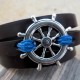  Chocolate Leather Triple Wrap Men's Bracelet with Oxidized Silver-Plated Helm