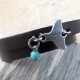  Chocolate Leather Double Wrap Men's Bracelet with Oxidized Silver-Plated Whale's Tail and Sky Blue Bead