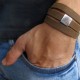   Chocolate Imitation Suede Triple Wrap Men's Bracelet with Oxidized Silver-Plated Square by Gal Cohen