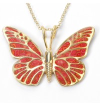 Gold Butterfly Necklace by Adina Plastelina - Red