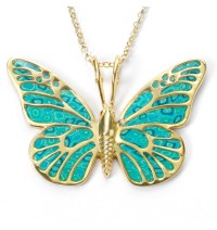 Gold Butterfly Necklace by Adina Plastelina - Turquoise