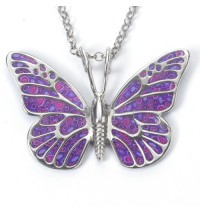 Silver Butterfly Necklace by Adina Plastelina - Purple