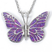 Silver Butterfly Necklace by Adina Plastelina - Purple