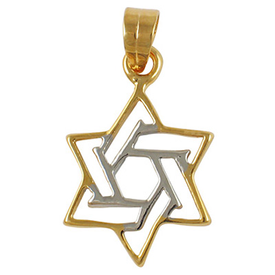 Two Color Star of David Pendant - Gold Filled