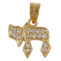 Chai Pendant with zirconium  - Gold Filled