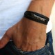 Black Leather Triple-Wrap Men's Bracelet with Oxidized Silver-Plated Shema Israel Plaque by Gal Cohen