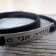 Black Leather Triple-Wrap Men's Bracelet with Oxidized Silver-Plated Modeh Ani Plaque by Gal Cohen