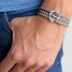   Braided Grey Leather Triple-Wrap Men's Bracelet with Oxidized Silver-Plated Anchor Element by Gal Cohen