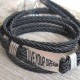  Braided Black Leather Triple Wrap Men's Bracelet with Oxidized Silver-Plated "Live Your Dream" Plaque by Gal Cohen