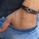 Black Leather Men's Bracelet with Oxidized Silver-Plated Star of David by Gal Cohen