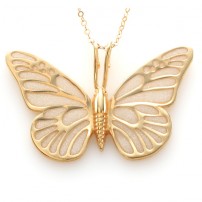 Gold Butterfly Necklace by Adina Plastelina - Pearl