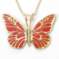 Gold Butterfly Necklace by Adina Plastelina - Red