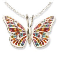 Silver Butterfly Necklace by Adina Plastelina - Multicolor