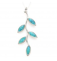Small Silevr Olive leaf Necklace - Turquoise