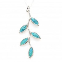 Small Silevr Olive leaf Necklace - Turquoise
