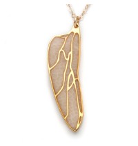 Gold Dragonfly Wing Necklace - Pearl