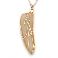 Gold Dragonfly Wing Necklace - Pearl