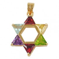 Multicolor Star of David Pendant - Gold Filled