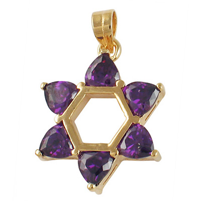 Amethyst Star of David Pendant - Gold Filled