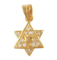 Cubic Zirconium 2-Star of David Pendant - Gold Filled