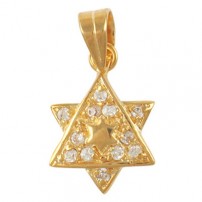 Cubic Zirconium 2-Star of David Pendant - Gold Filled