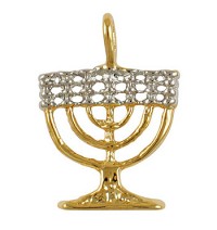 Two-Tone Seven Branch Menorah Pendant - Gold Filled