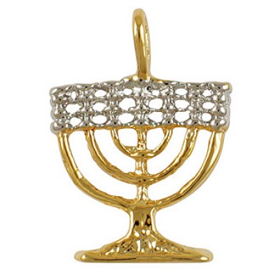 Two-Tone Seven Branch Menorah Pendant - Gold Filled