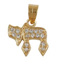 Chai Pendant with zirconium  - Gold Filled