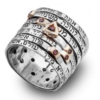  Seven Blessings Spinner Jewish Ring with Ruby
