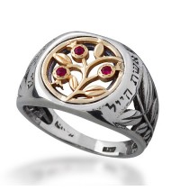 Eshet Chayil Pomegranate Silver & Gold Ring